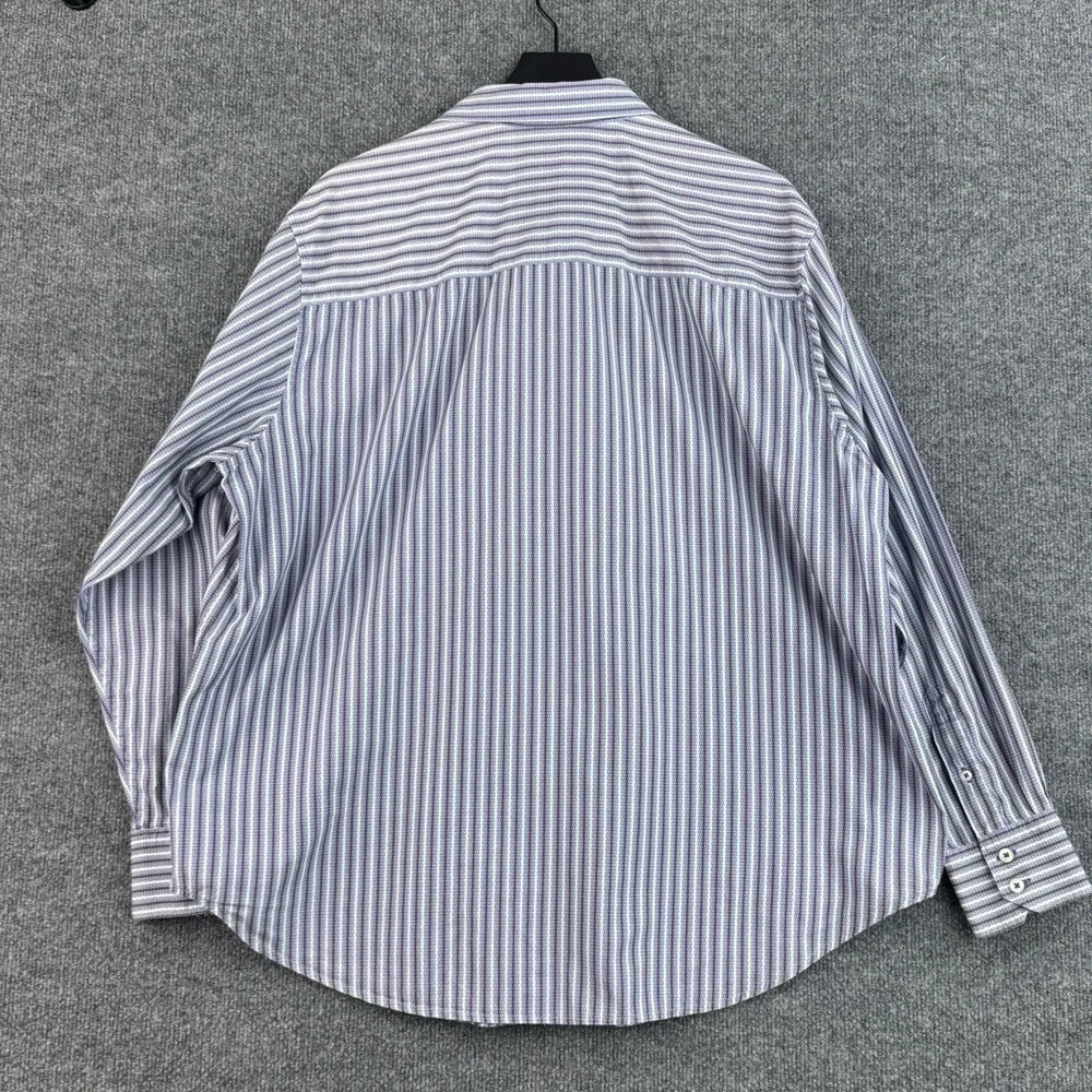Robert Graham Button Up Shirt Mens XL Blue Geometric Shape Striped Long Sleeve